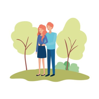 manzara avatar karakter ile genç Çift