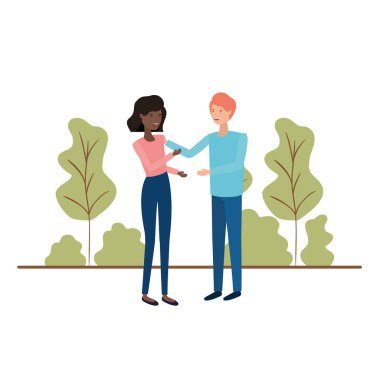 manzara avatar karakter ile genç Çift