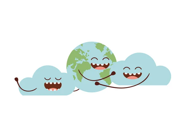 Planète terre kawaii icône isolée illustration vectorielle — Image vectorielle