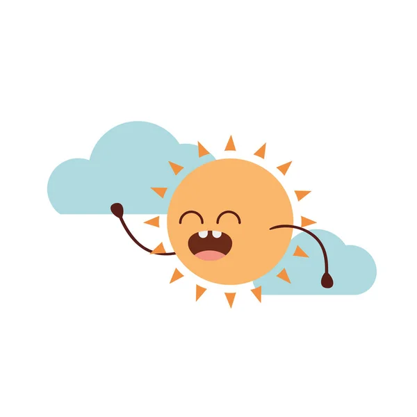 Sol radiante kawaii aislado icono vector ilustración — Vector de stock