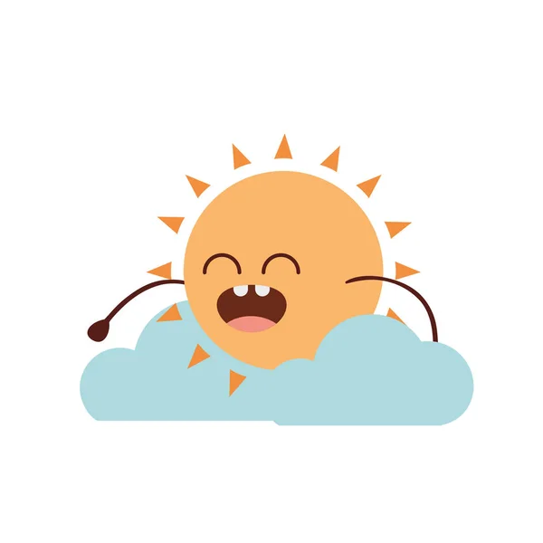 Sol radiante kawaii aislado icono vector ilustración — Vector de stock