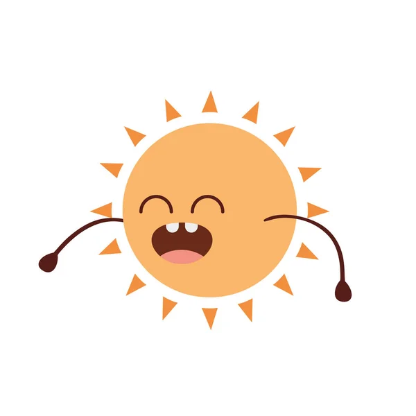 Radiant sun kawaii isolated icon vector illustration — Stock Vector