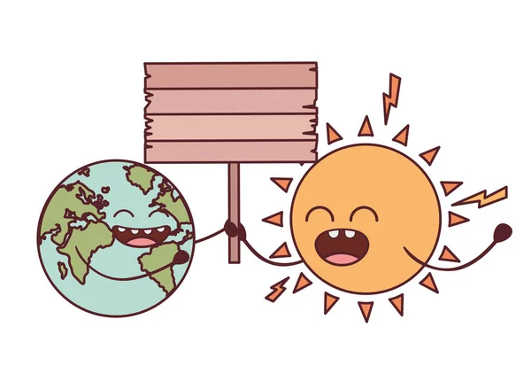 Planeet aarde kawaii geïsoleerd pictogram vector illustratie — Stockvector