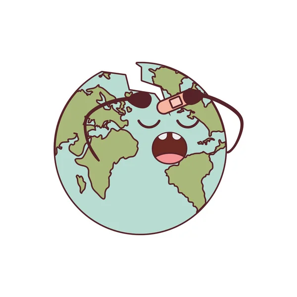 Planet Earth kawaii isolerad ikon vektor illustration — Stock vektor
