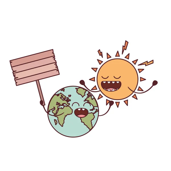 Planeet aarde kawaii geïsoleerd pictogram vector illustratie — Stockvector