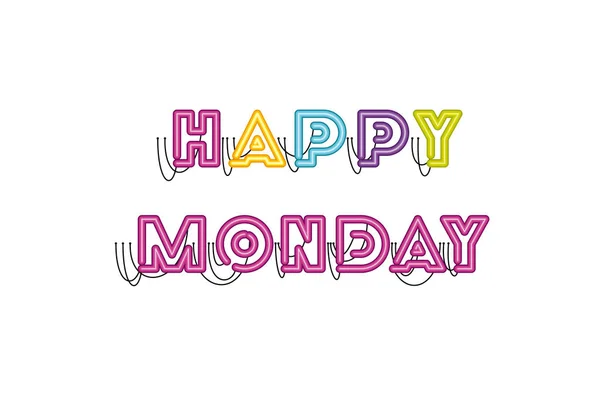 Etiqueta feliz segunda-feira no ícone de luz de néon —  Vetores de Stock