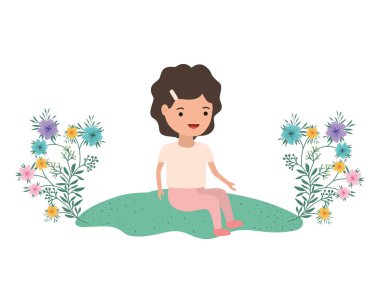 çim avatar karakter üzerinde oturan bebek kız