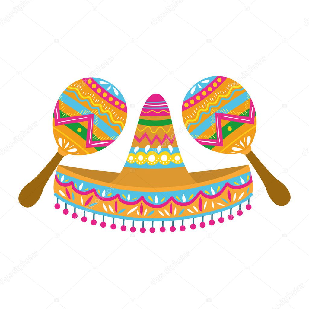 mexican hat with maraca isolated icon