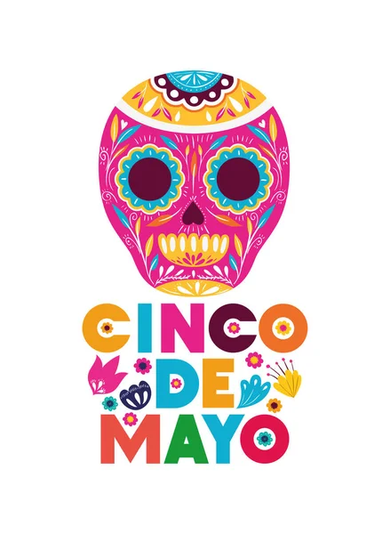 Cinco de mayo etiket kafatası izole simgesi