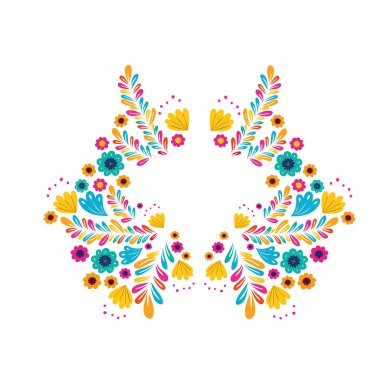 Çiçek çelenk ve izole simgesi yapraklar