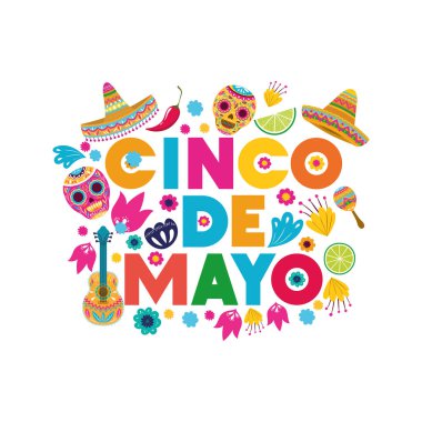 cinco de mayo etiket izole simgesi