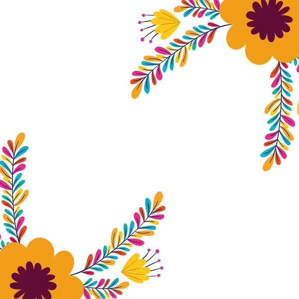 Візерункові квіти з листям ізольовані значок — стоковий вектор
