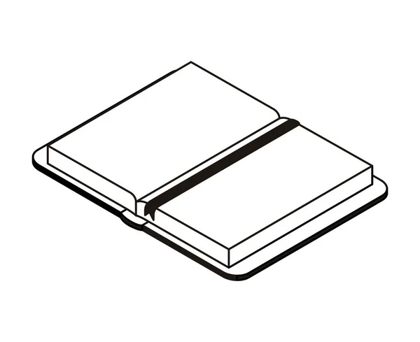 Silhouette des Schulbuchs geöffnet mit weißem Hintergrund — Stockvektor