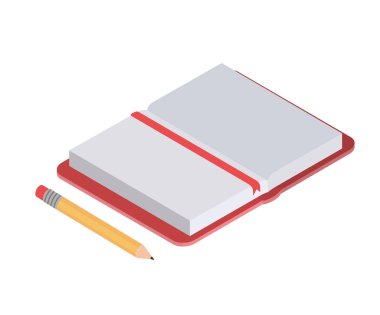 beyaz arka plan üzerinde kalem ile okul kitabı