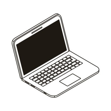 beyaz arka planda açık dizüstü siluet