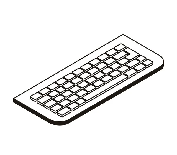 Silhouette du clavier d'ordinateur sur fond blanc — Image vectorielle