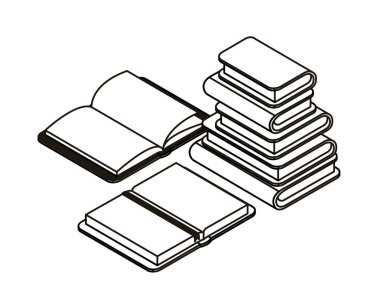 beyaz arka plan üzerinde kitap yığını silueti