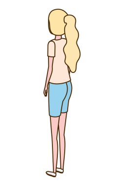 beyaz arka plan üzerinde arka konumda genç kadın