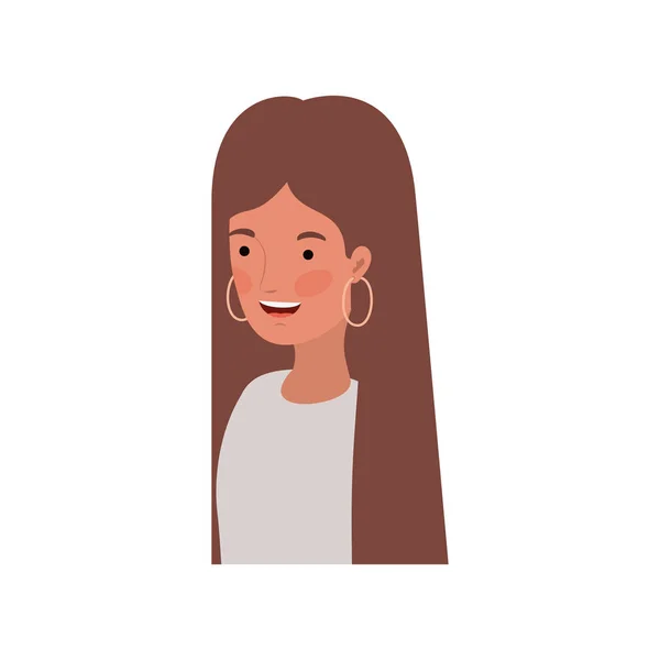 Jeune femme souriant en fond blanc — Image vectorielle
