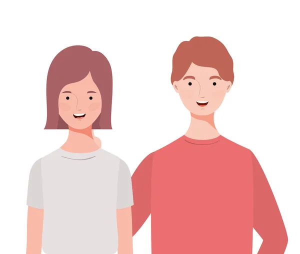 Couple of people smiling on white background — Stock Vector