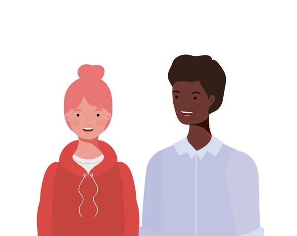 Couple de personnes souriant sur fond blanc — Image vectorielle