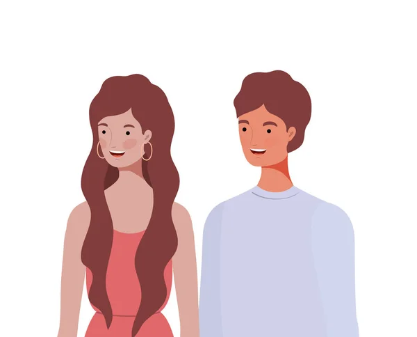 Couple of people smiling on white background — Stock Vector