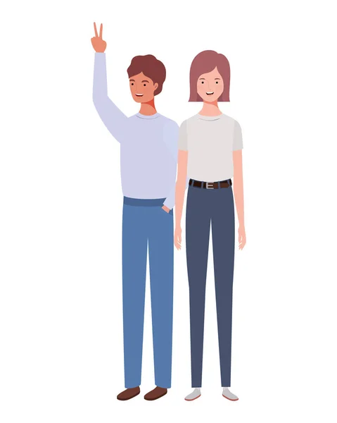 Pareja de personas de pie sobre fondo blanco — Vector de stock