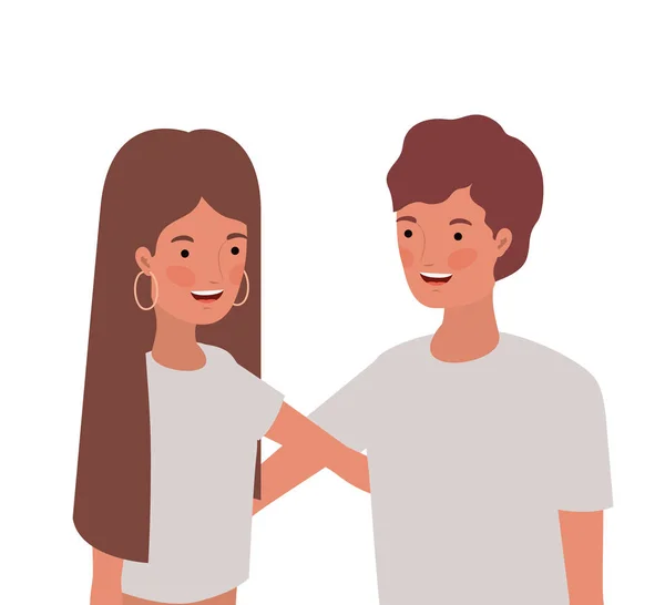 Couple of people smiling and hugging each other — Stock Vector