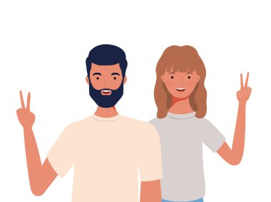 beyaz arka plan üzerinde gülümseyen insanlar çift