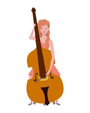 beyaz arka plan üzerinde keman ile genç kadın