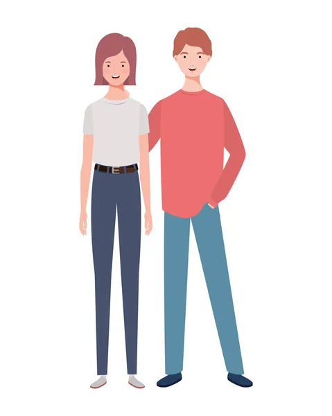 Pareja de personas de pie sobre fondo blanco — Vector de stock