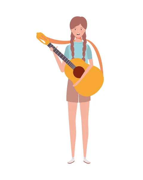 Instrumento musical guitarra acústica sobre fondo blanco — Vector de stock