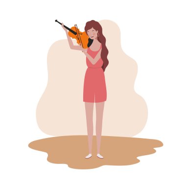 beyaz arka plan üzerinde keman ile genç kadın