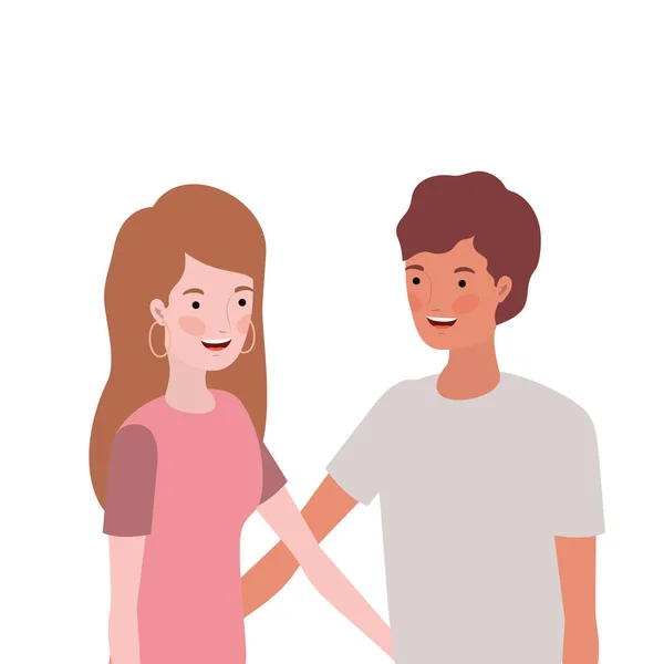 Paar mensen glimlachen en knuffelen elkaar — Stockvector
