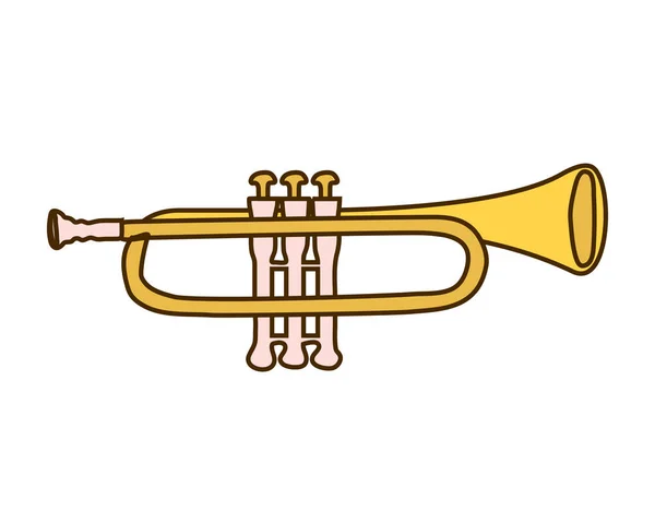 Instrumento musical trompete no fundo branco — Vetor de Stock