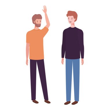 beyaz arka planda duran genç erkekler