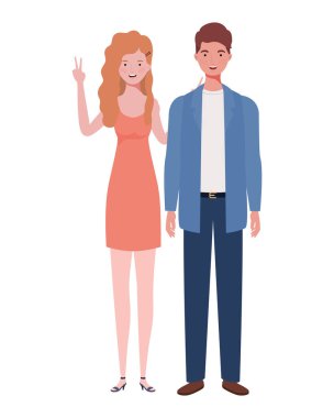 beyaz arka plan üzerinde duran insanlar çift