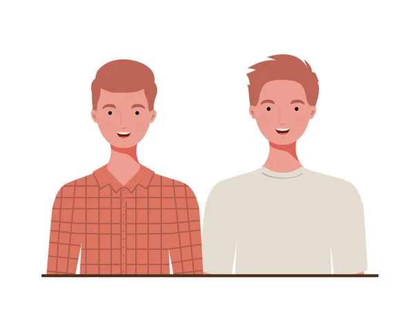 Young men on white background — Stock Vector