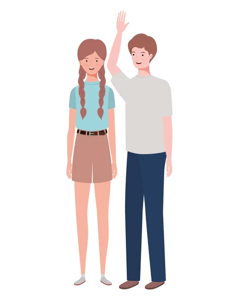 Pareja de personas de pie sobre fondo blanco — Vector de stock