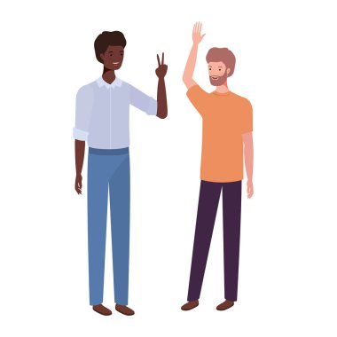 beyaz arka planda duran genç erkekler