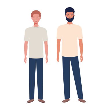 beyaz arka planda duran genç erkekler