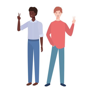 beyaz arka planda duran genç erkekler