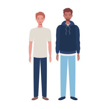 beyaz arka planda duran genç erkekler