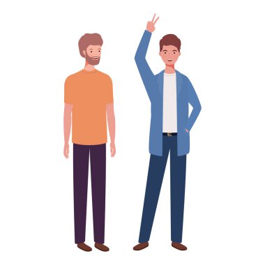 beyaz arka planda duran genç erkekler