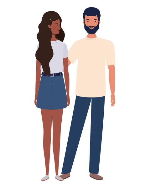 Pareja de personas de pie sobre fondo blanco — Vector de stock