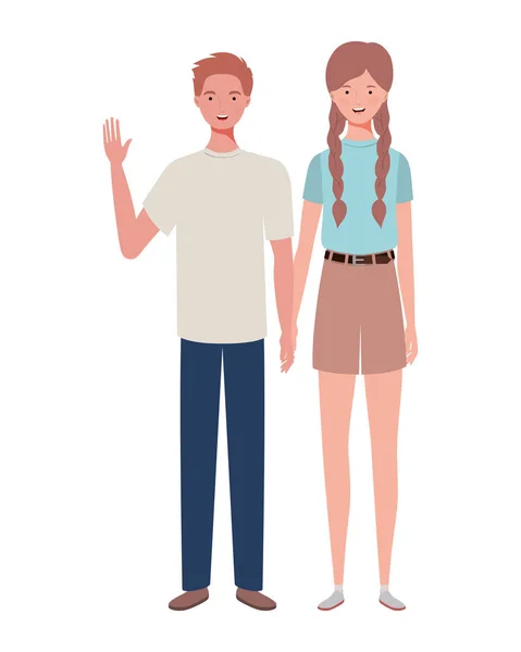 Couple of people standing on white background — Stock Vector