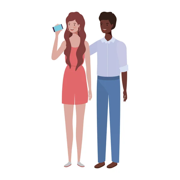 Couple of people standing on white background — Stock Vector