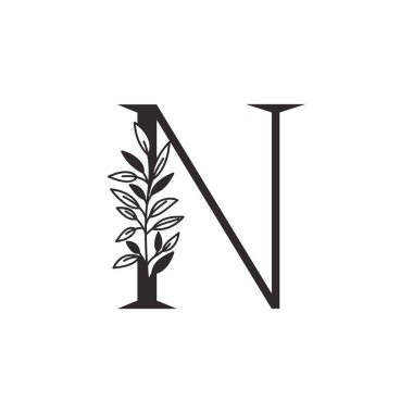 yaprakları ile alfabenin N harfi