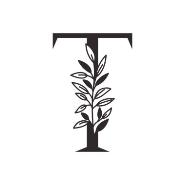 yaprakları ile alfabenin T harfi