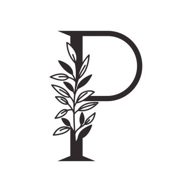 yaprakları ile alfabenin P harfi